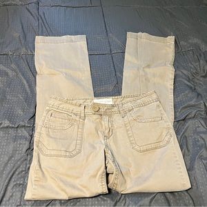 Aeropostale khaki color pants slight flare some stains wear size 7 8 7/8